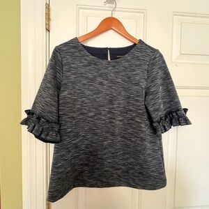 Banana Republic Women's Ruffled Sleeve Blouse - Blue and Gray